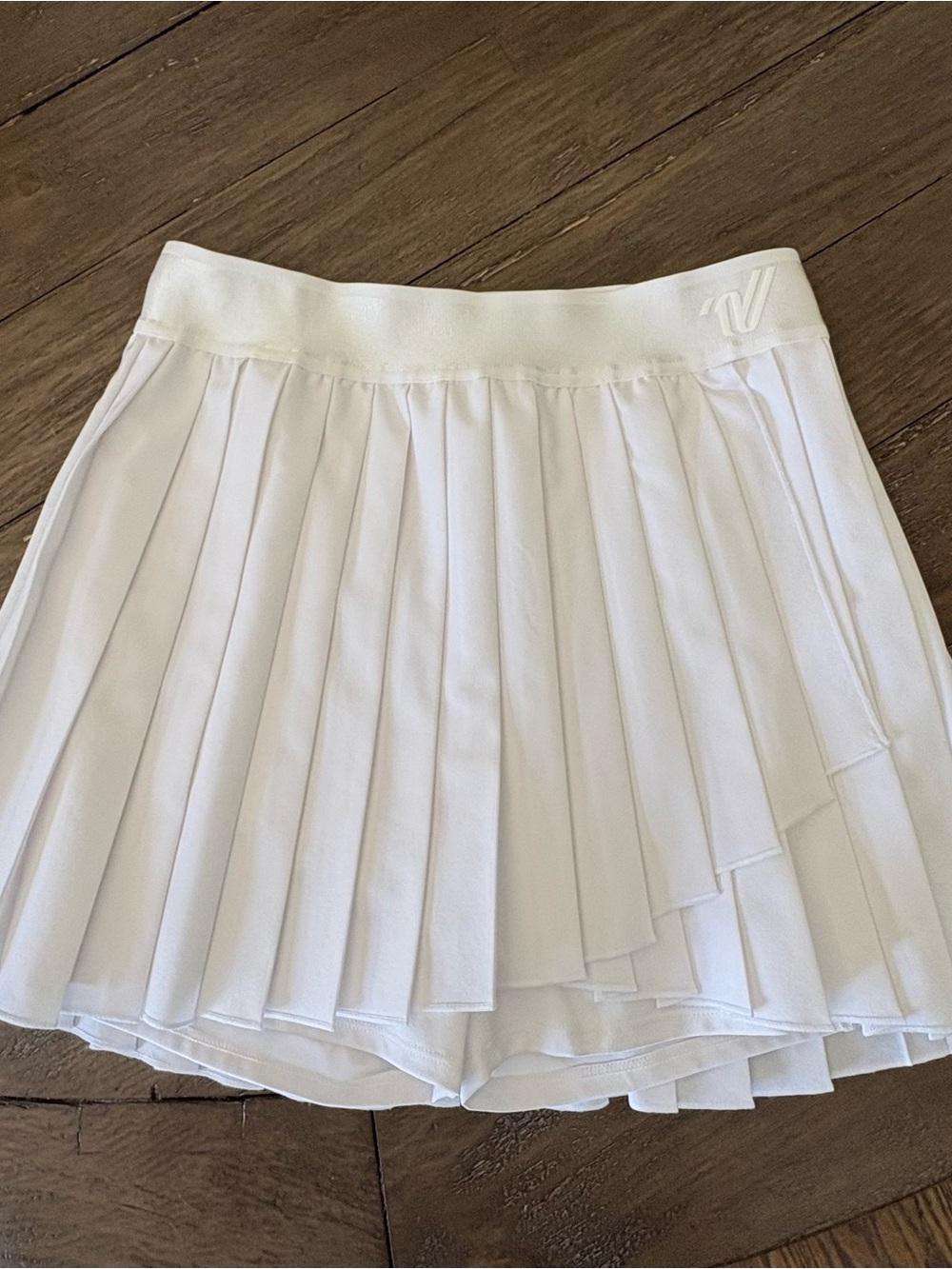 Varsity White Pleated Mini Skirt with Built-In Shorts